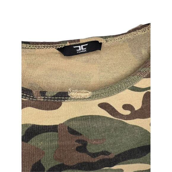 Women’s XL Camouflage T-Shirt Cropped Distressed - Picture 2 of 4